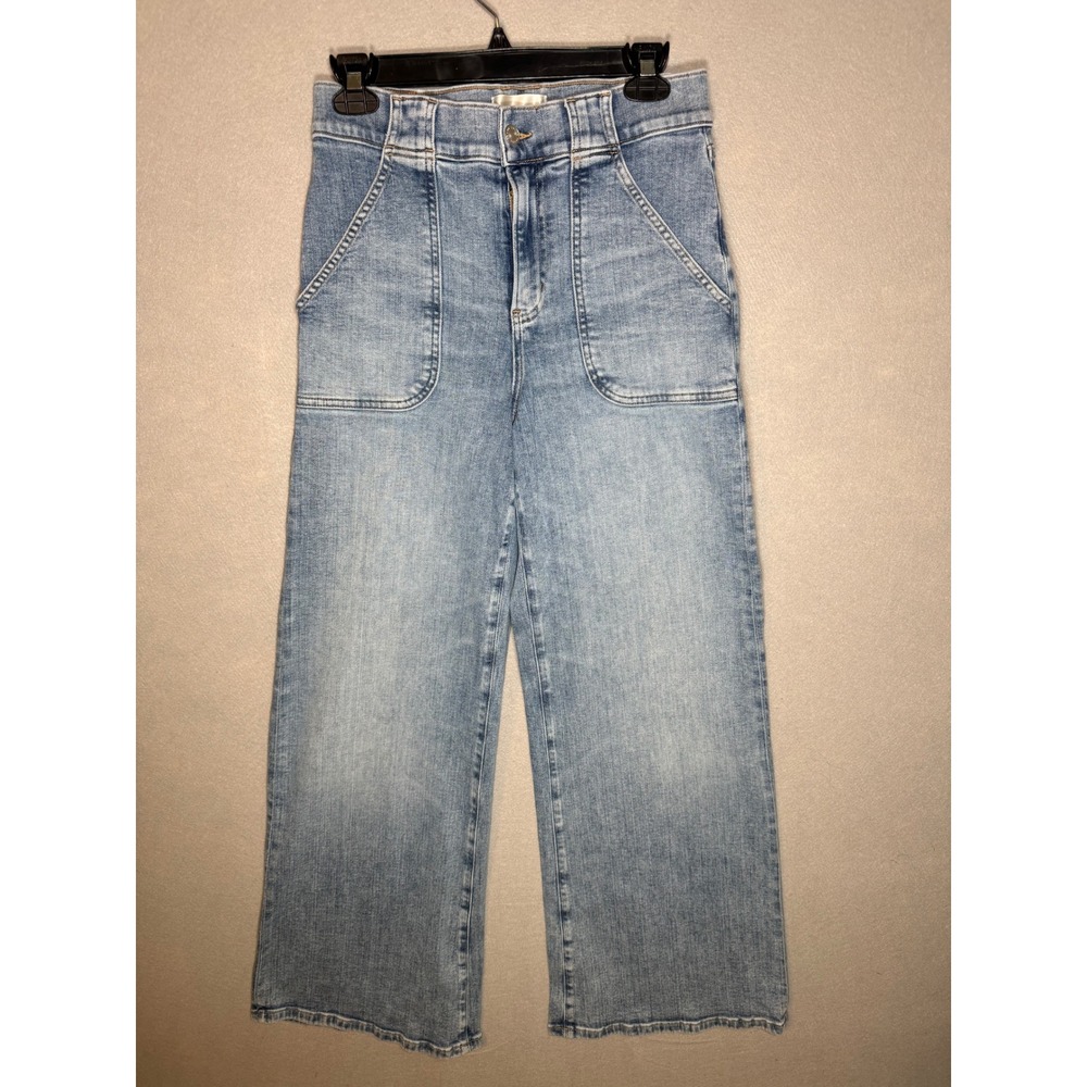 FRAME Le High Carpenter Jeans Light Wash Wide Leg Blue Denim Stretch Women's 29